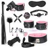 ZeeKoug 12-Piece Pink Adjustable Smooth Leather Set for Securing Hands and Feet view 1