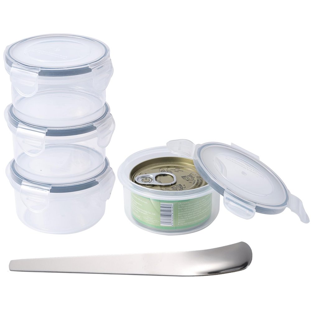 SLSON 4-Pack Round Transparent Cat Food Storage Containers