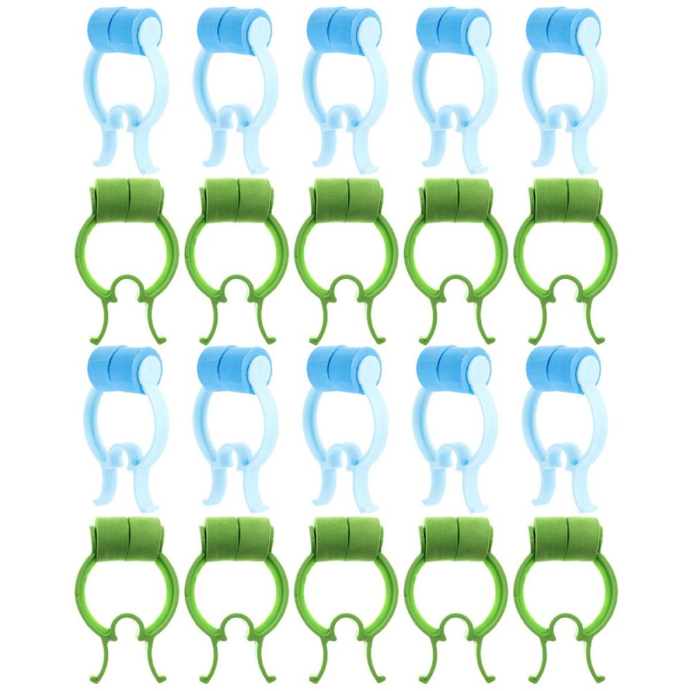 LAPYAPPE Nasal Stoppers, 20 Pieces, Adjustable POM/EVA-Padded Nasal Clips for Breathing Training and Snoring Reduction, Blue/Green