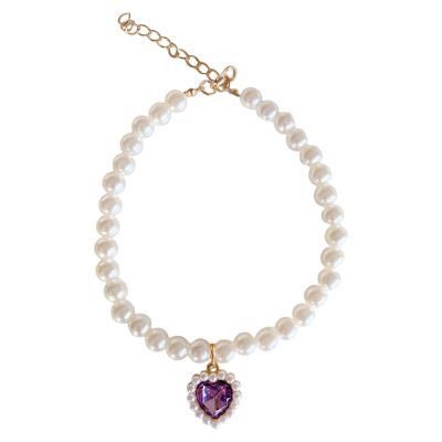 Elegant Pearl Necklace for Stylish Cat Collar with Pendant (Light Purple)