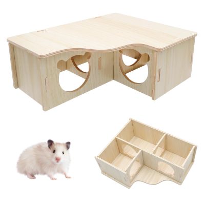 VOSSOT Wooden Hamster House with 3 Chambers