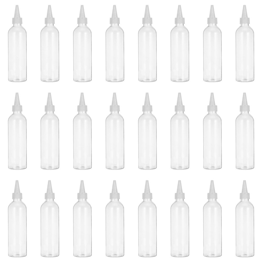 PAMINGONO 24-Piece Refillable Clear Squeeze Bottles with Leakproof Yorker Caps, Small Travel Bottles for Cosmetics, Craft Paint, Glue, and Lotions