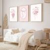 3-Piece Pink Bow and Botanical Flower Nursery Wall Art Set, 60 x 80 cm Each view 4