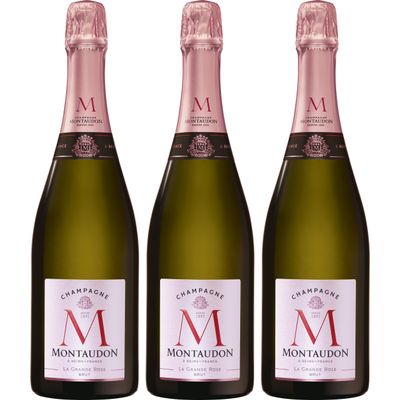 Champagne Montaudon La Grande Rosé Brut Sparkling Wine, France, incl. FeinWert E-Book (3 x 0.75 L)
