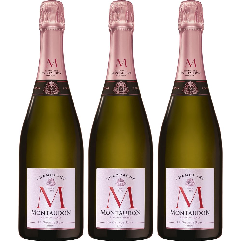 Champagne Montaudon La Grande Rosé Brut Sparkling Wine, France, incl. FeinWert E-Book (3 x 0.75 L)