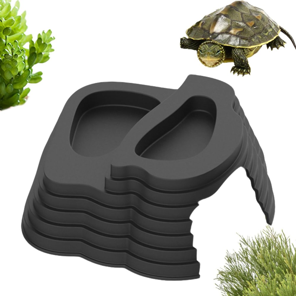 Turtle Water Bowl with Ramp - Decorative PVC Aquarium Accessory