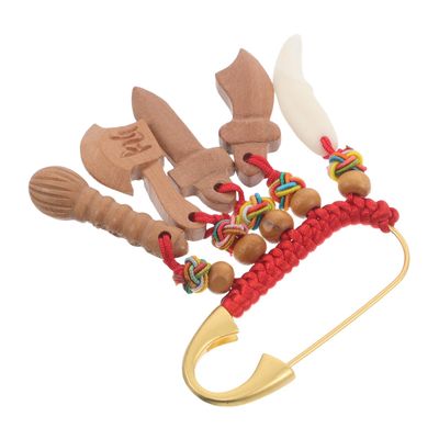 BESTonZON Safety Pin Brooch for Baby Clothing, Multifunctional Peach Wood Pin for Headscarves and Outfits