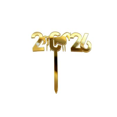 2026 Happy New Year Gold Acrylic Cake Topper