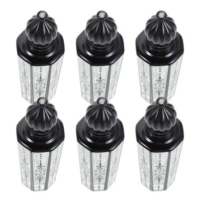 Angoily 6-Pack 15 mL Black Glass Roll-On Bottles with Arabic Design
