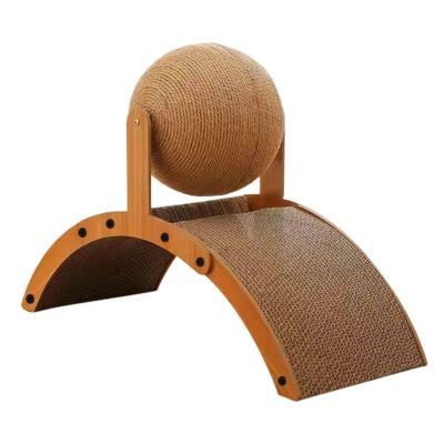 Cat Scratching Ball on Stand, Sisal Interactive Toy with Wavy Surface