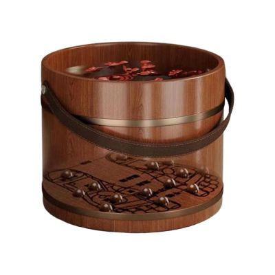 Wooden Foot Soak Tub with Integrated Massage Roller