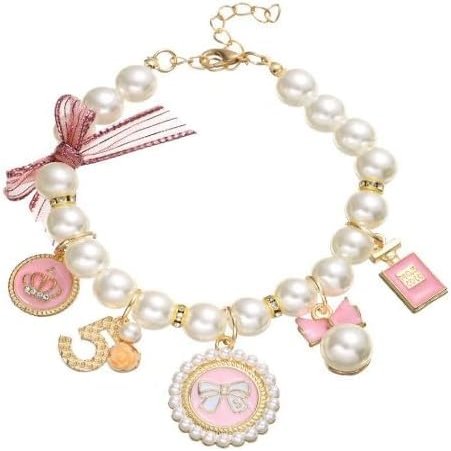 Pink Dog Collar with Pearls