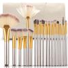 Retoo 18-Piece Makeup Brush Set, Synthetic Bristles, Silver, with Case view 1
