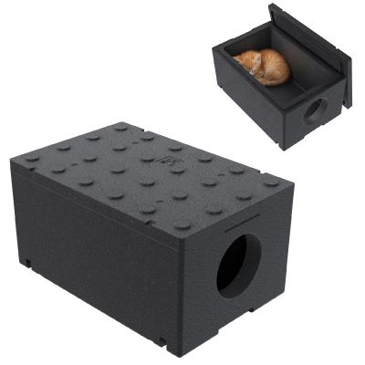 QLS Insulated Styrofoam Cat House, 60 x 40 cm, Black