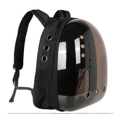 Cat Carrier Bag and Pet Backpack, Transparent Breathable Space Capsule (Tea Black)