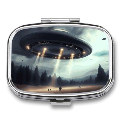 UFO LANDING 2-Compartment Waterproof Pill Case with Mirror