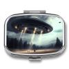 UFO LANDING 2-Compartment Waterproof Pill Case with Mirror view 1