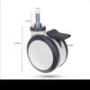 4-Pack 4-Inch PU Twin-Wheel Medical Casters with Brake, M12x25 Threaded Stem, 270 kg Capacity view 2