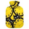 Retro Cat Time Hot Water Bottle with Soft Cover, Small view 1