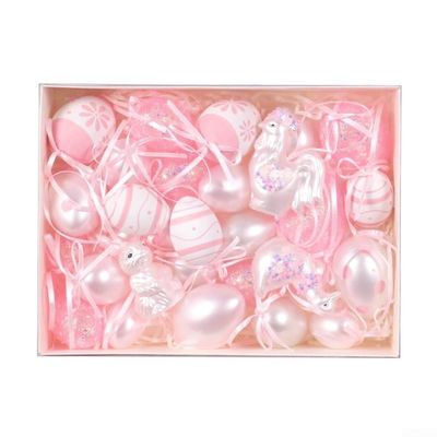 Gettimore Easter Tree Hanging Ornaments, Colorfully Painted ABS Eggs, 4–6 cm, Blue, Pink, Yellow & Green, 30-Pack