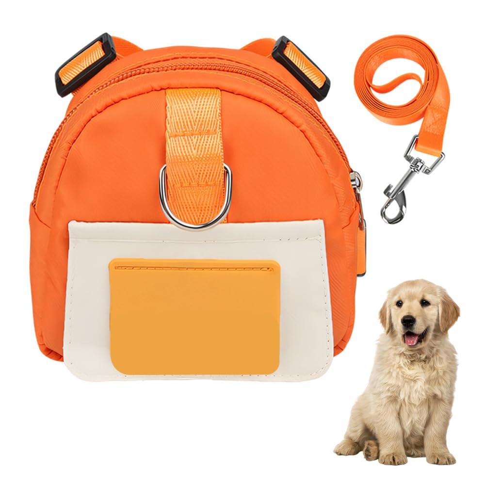 Dog Backpack Harness with Pockets and Leash for Small Dogs and Cats, 4–15 kg