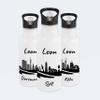 Gravur-Max Kids' Water Bottle 600 ml, Personalized, Leakproof Stainless Steel Bottle with Straw & Flip-Top Lid, Lightweight & Durable, Printed with Greetsiel Skyline & Custom Name – White view 1