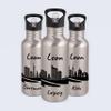 Gravur-Max Personalized Kids' Water Bottle 600 ml, Stainless Steel, Leakproof, with Straw & Flip Lid, BPA-Free, Silver view 1