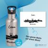 Gravur-Max Children's 600 ml Personalized Stainless Steel Water Bottle with Straw and Flip-Top Lid, Leakproof, BPA-Free, Silver view 3