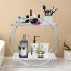 whsiodj 2-Tier Makeup Organizer, Acrylic and Metal, Raised Edge, Modern Design, Silver view 2