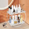 whsiodj 2-Tier Makeup Organizer, Acrylic and Metal, Raised Edge, Modern Design, Silver view 3