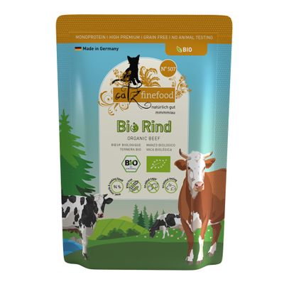 catz finefood Organic Bio Beef Cat Food - Monoprotein Wet Food with 94% Meat, Made in Germany (6 x 85 g)