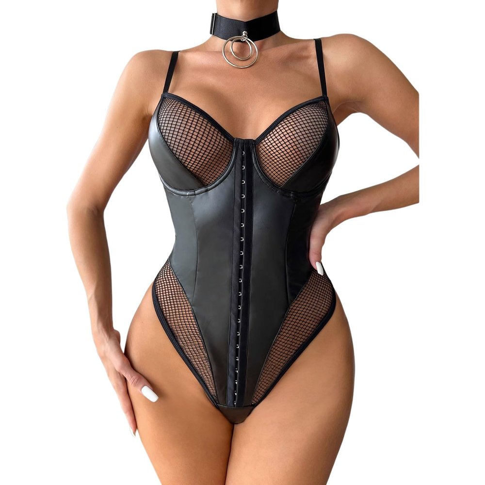 Hanraz Women's Sexy Lingerie Set, Plus-Size Mesh Dress and Bodysuit