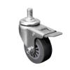 4-Pack 1.5-Inch M10 x 15 mm Threaded-Stem PU Swivel Casters with Brakes view 1