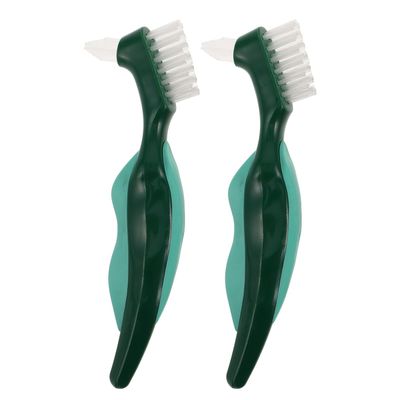 Beaupretty 2-Pack Double-Ended Denture Brushes with Ergonomic Handles, Firm and Soft Bristles