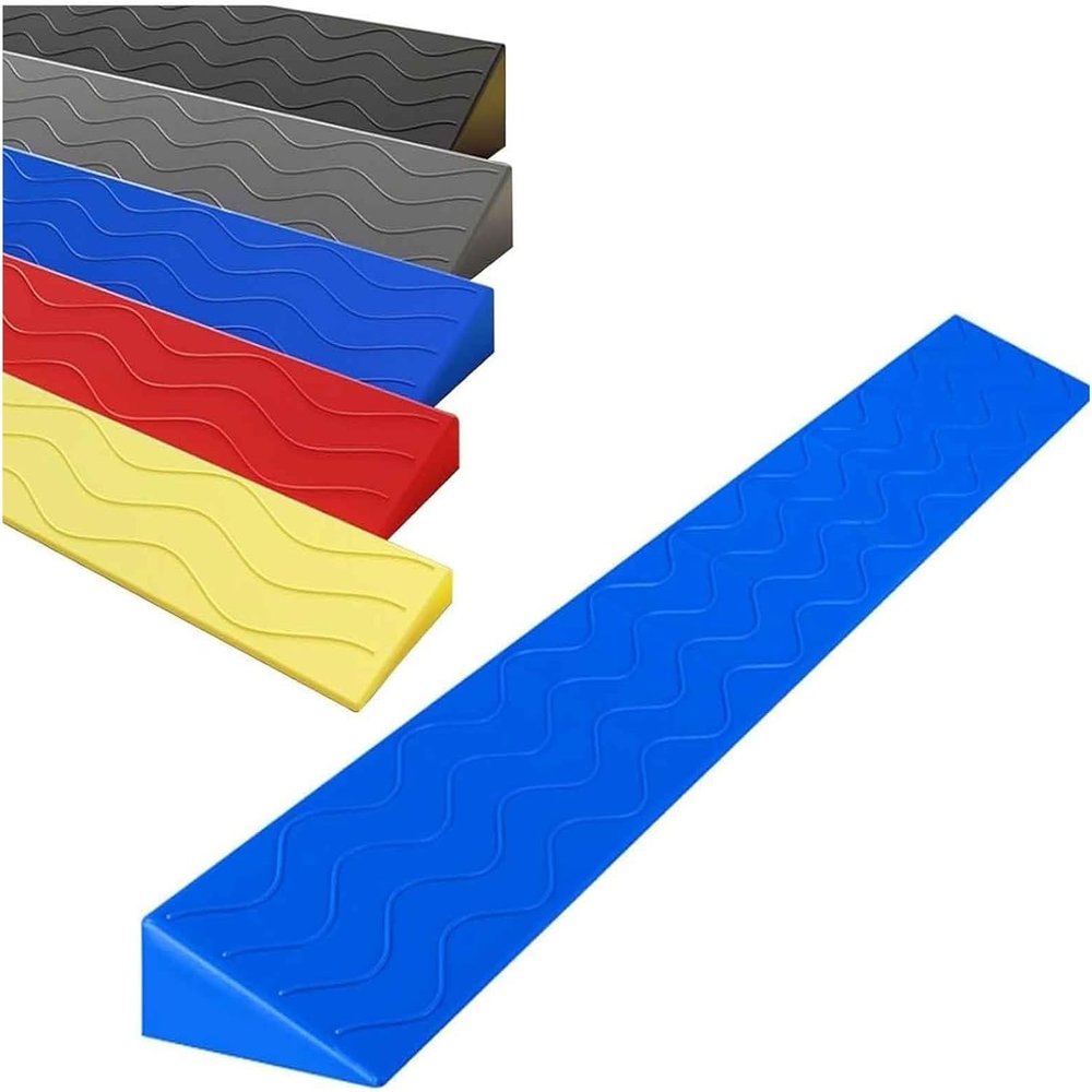 Non-Slip Threshold Ramp, 413 cm, Portable Wheelchair Ramp, Cut-to-Size Indoor Step Mat, Durable Solution for Steps and Curbs (Blue, 100 × 7 × 1.5 cm)