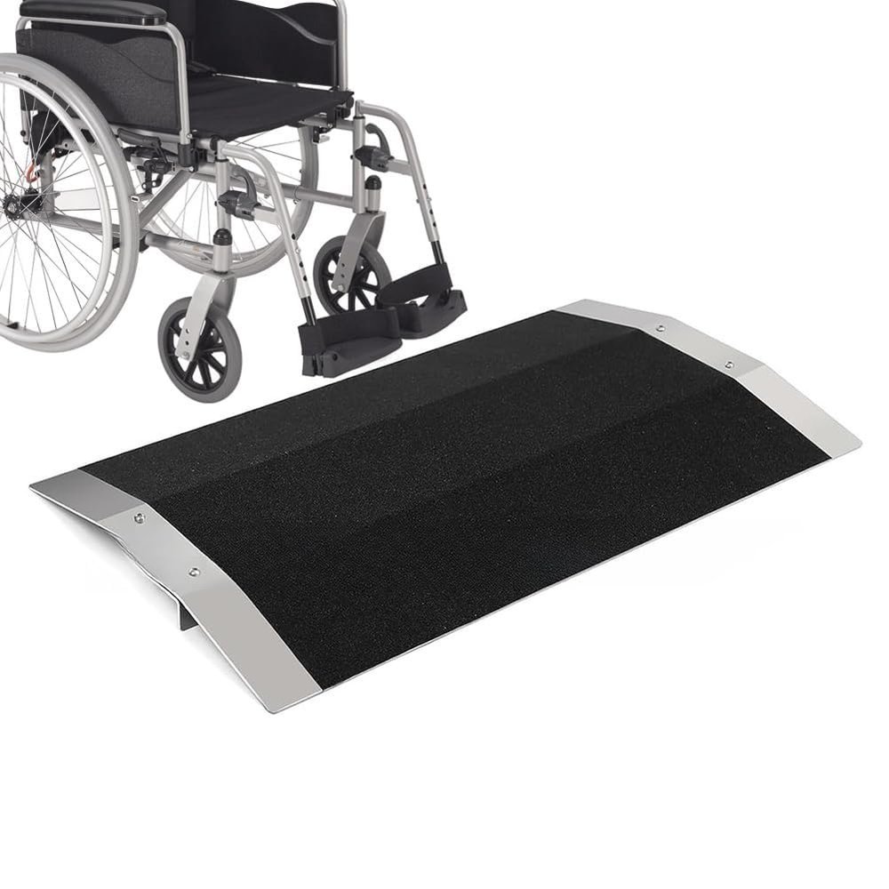 QICBYING Wheelchair Threshold Ramp, 273 kg Capacity, Aluminum, Non-Slip, 60 x 40 x 4.5 cm