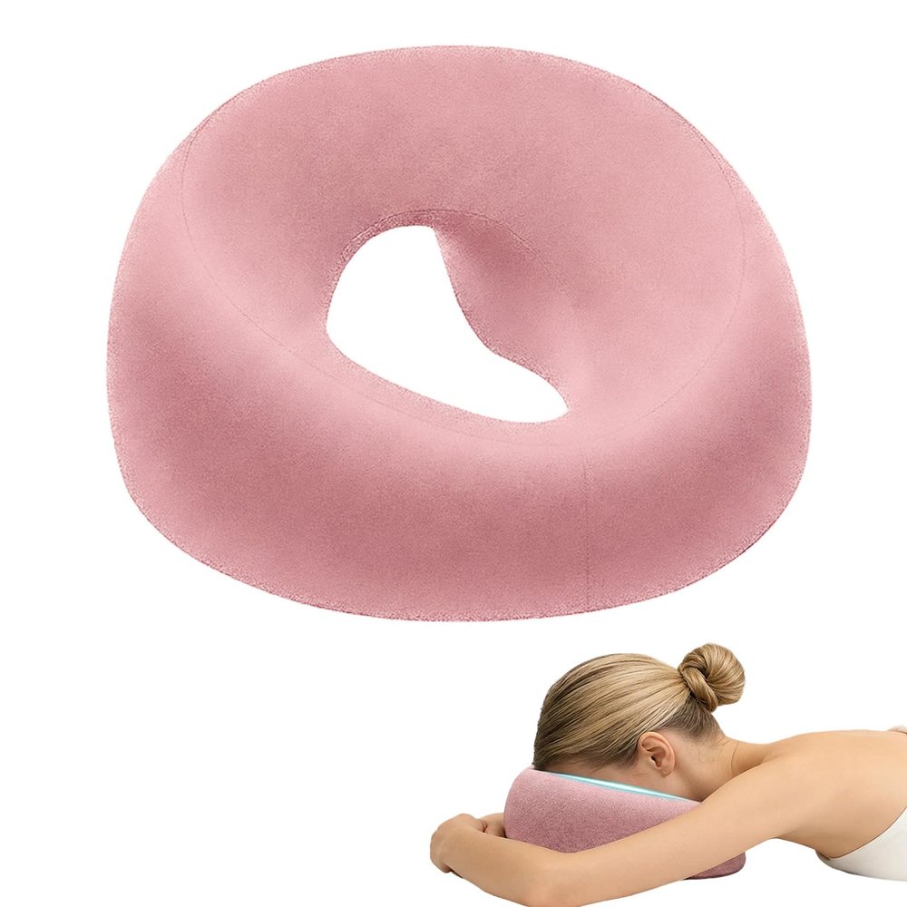 Zyiphor Face Pillow, U-Shaped Face-Opening Massage Pillow, Memory Foam Pillow for Salons, Pink