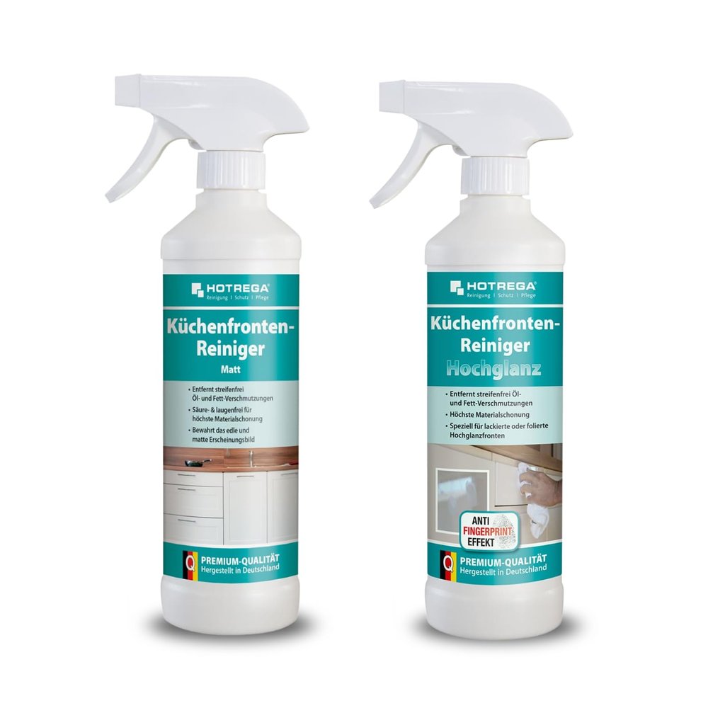 HOTREGA Kitchen Front Cleaner Set, 2 x 500 ml | Matte & High-Gloss Care