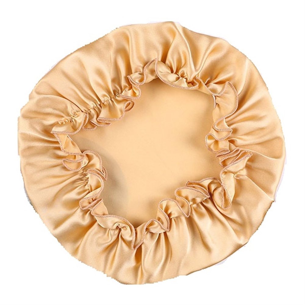 GMGQJST Silk Bonnet for Sleeping, 16 Momme, Golden, L (58–60 cm)