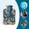 Hot Water Bottle with Soft Cover, Vintage Nautical Octopus, 2 L view 3