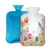 2-Liter Hot Water Bottle with Soft Watercolor Flower Cover view 1