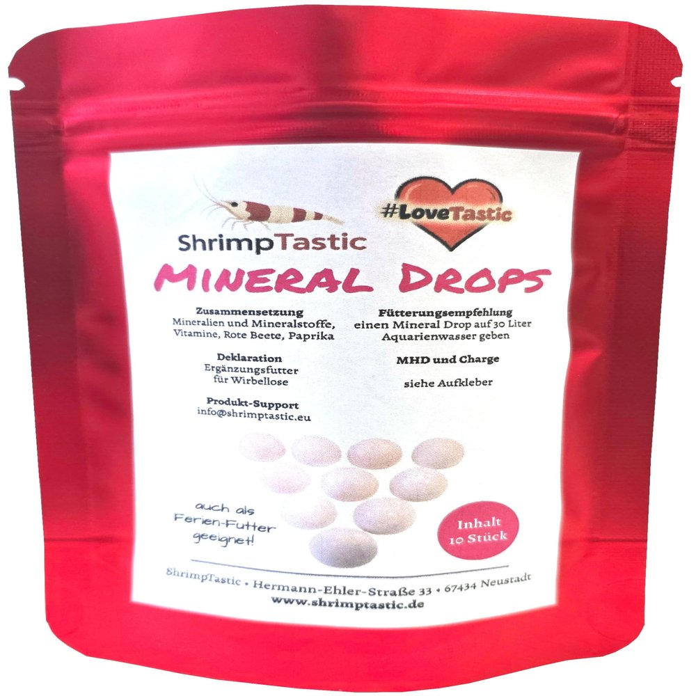 ST Mineral Drops with Vitamins, Paprika, and Beetroot - 10 pcs - Holiday Food for Shrimp, Crabs, and Snails