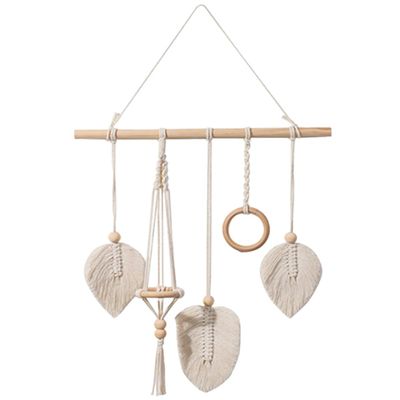 Beige Macramé Hair Clip Organizer for Home
