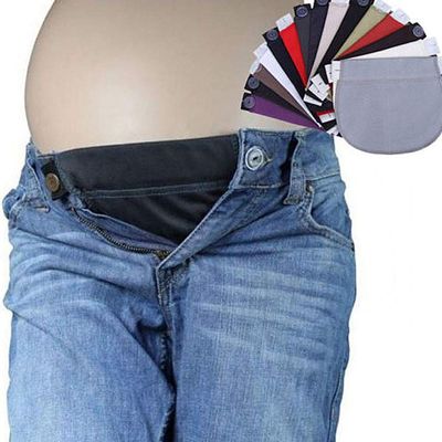 GOWENIC Waist Extenders, Comfortable Elastic Pregnancy Waistband Extenders for a Growing Belly, Soft Fabric, Adjustable Waist, 3-Piece Set (Plastic 2)