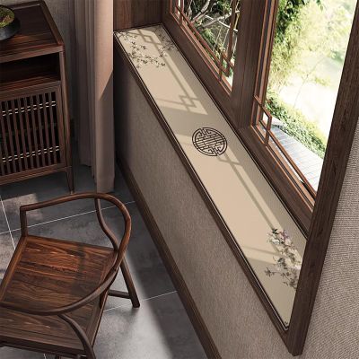 Window Sill Mat, White Window Sill Cushion with Floral Pattern, 20 x 15 cm Narrow, Cuttable and Waterproof, for Bay Windows, Absorbent and Dustproof (20 x 280 cm)