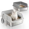 2-Pack Stainless Steel Cat Litter Boxes with Lids view 1