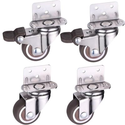 J-Shaped Quiet Swivel Casters, 4-Piece Set, Soft TPE, 2 Swivel/2 Braking, 1.5-Inch