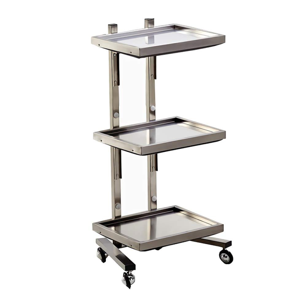 SXYKXYDL Stainless Steel Hair Salon Trolley with Folding Table, H/Silver