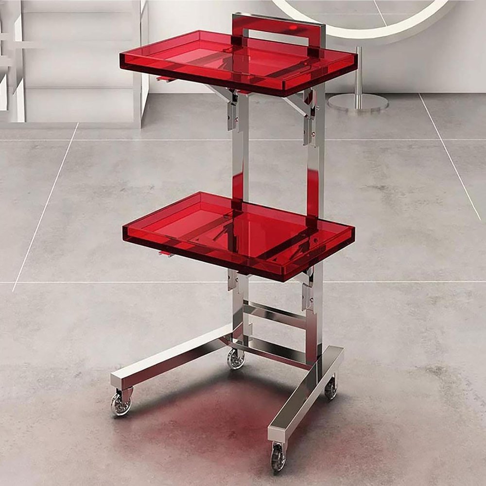 SXYKXYDL 2-Tier Rolling Cart, Foldable Mobile Salon Cart