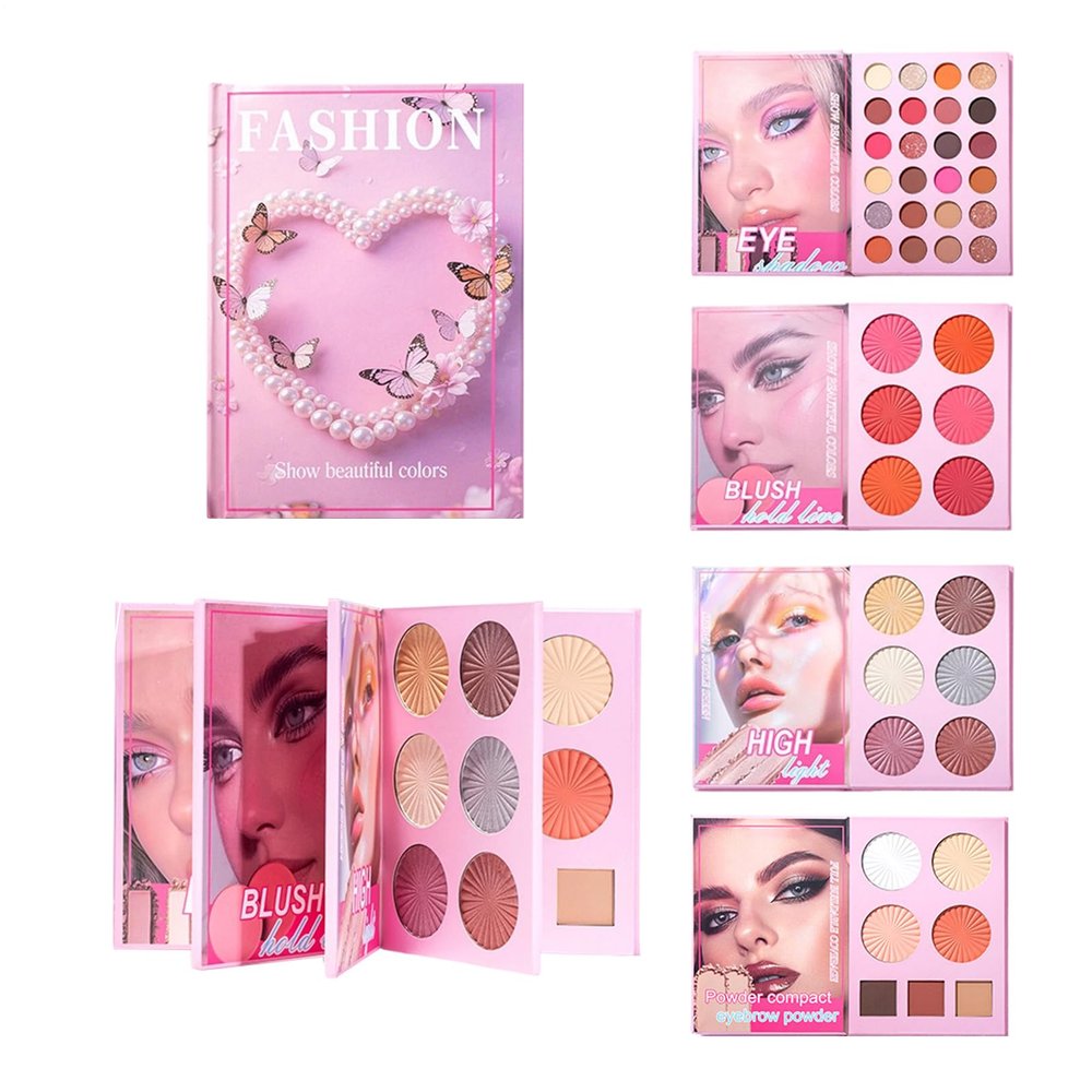 Makeup Book Palette, 43 Colors, Waterproof Blush Highlighter